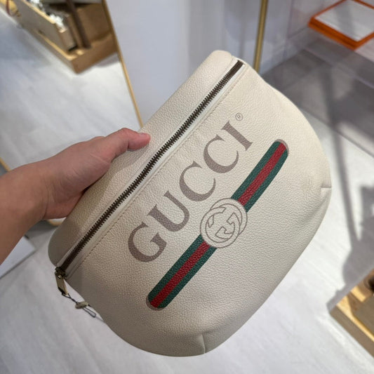 Gucci Oversize White Leather Chest or Wrist Bag