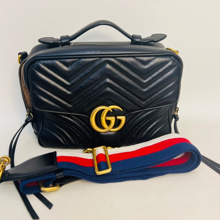 Gucci GG Marmont Black Leather Camera Bag