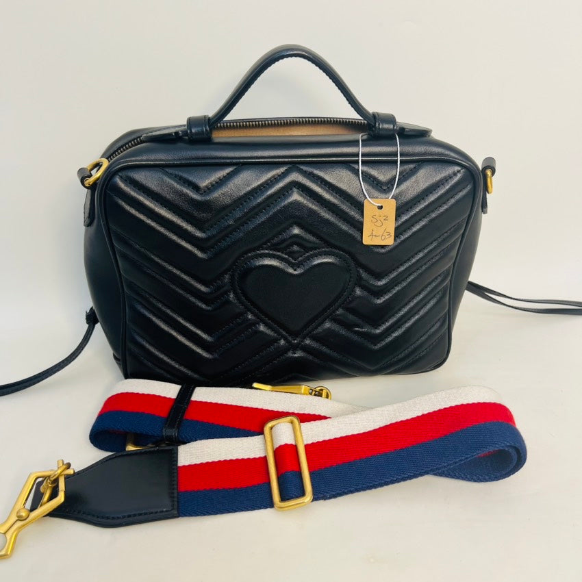 Gucci GG Marmont Black Leather Camera Bag