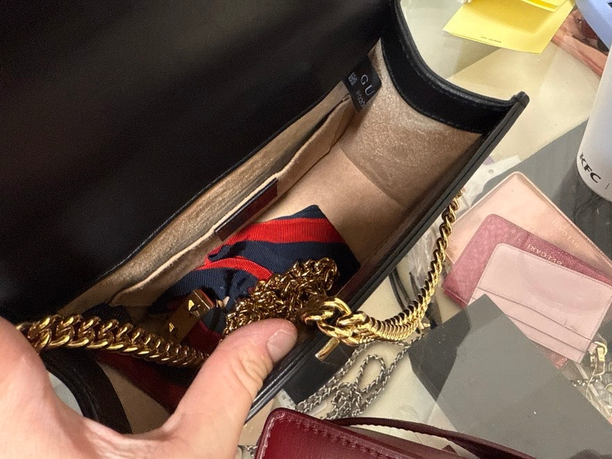 Gucci Sylvia Black Small Leather Shoulder Bag