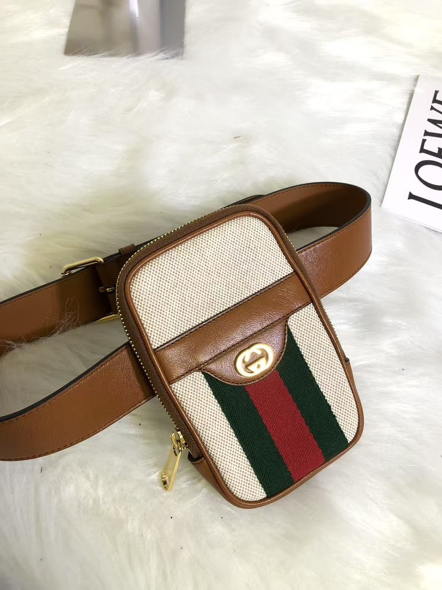 Gucci GG Canvas Brown Belt Bag