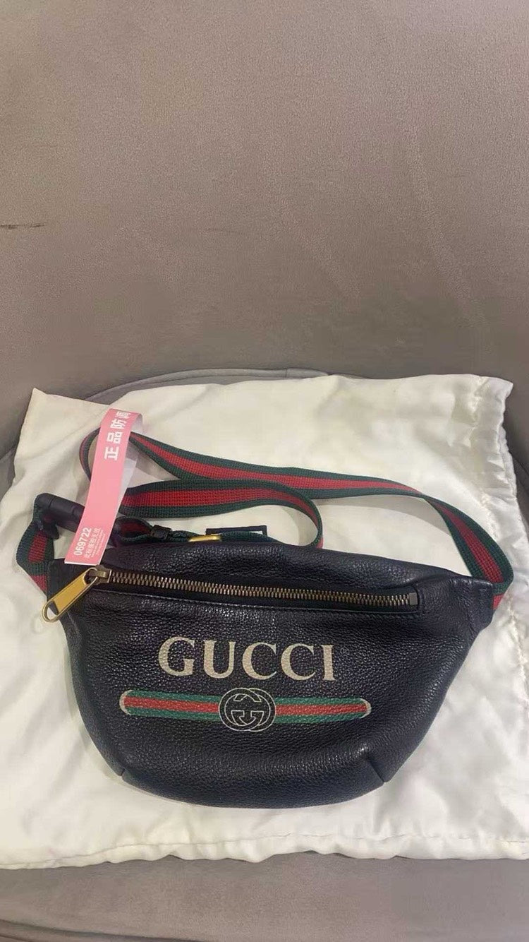 Gucci GG Marmont Black Leather Bumbag with Original Dust Bag - Waist Bag