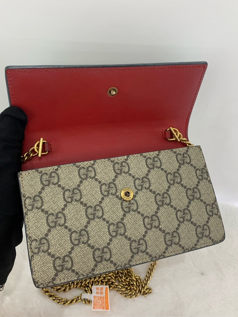 Gucci Cherry Chain Shoulder Bag Beige GG Canvas