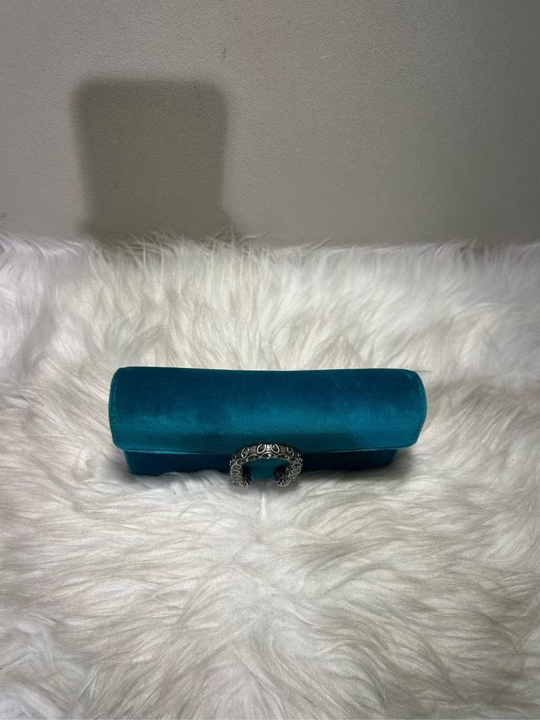 Gucci Dionysus Teal Velvet Clutch Bag