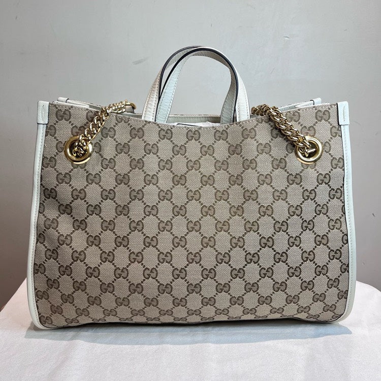 Gucci Horsebit  Beige Canvas Tote Bag