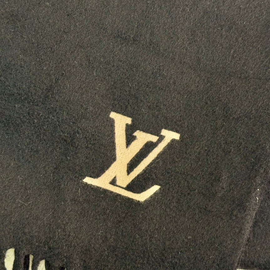 Preloved Louis Vuitton Scarf 100% Cashmere Black 140cmx33.5cm