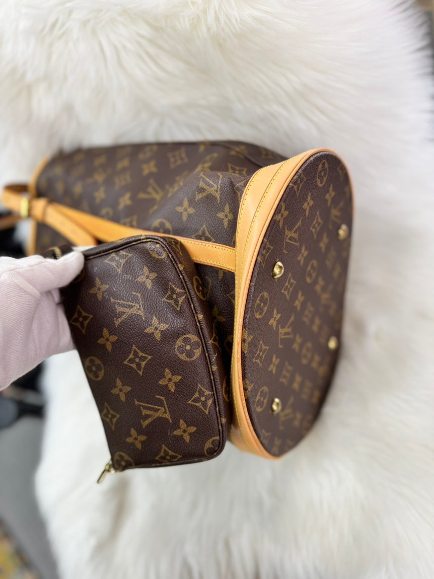 Preloved Louis Vuitton Monogram Bucket Bag with Small Pouch in Brown - Bucket & Drawstring Bag