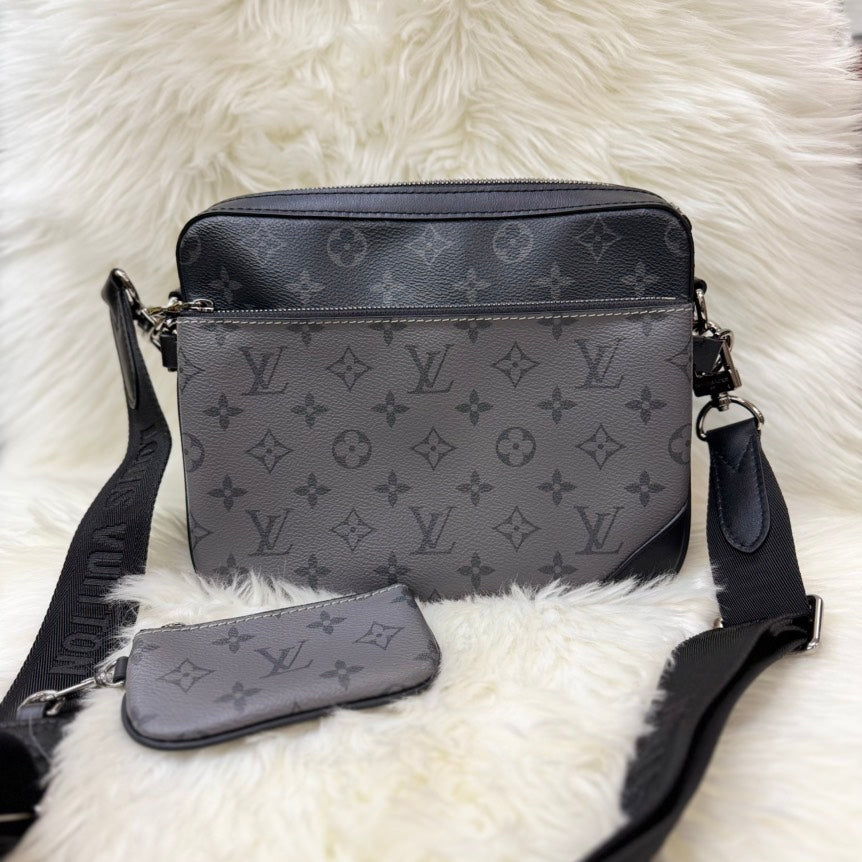 Louis Vuitton Monogram Eclipse Trio Messenger Bag in Black - Preloved