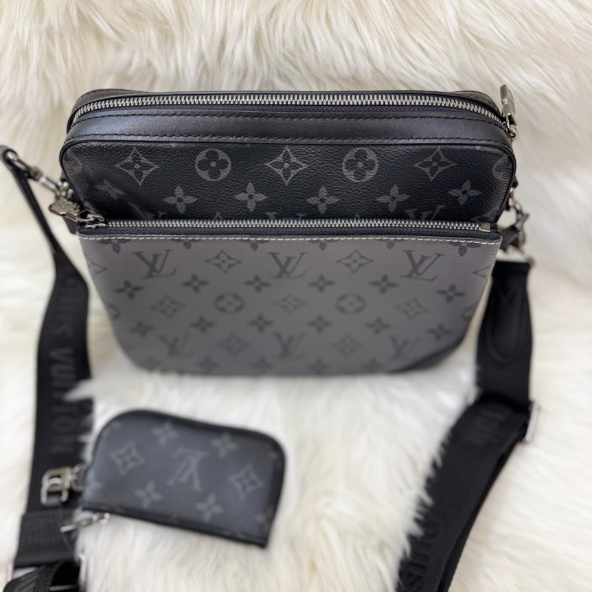 Louis Vuitton Monogram Eclipse Trio Messenger Bag in Black - Preloved