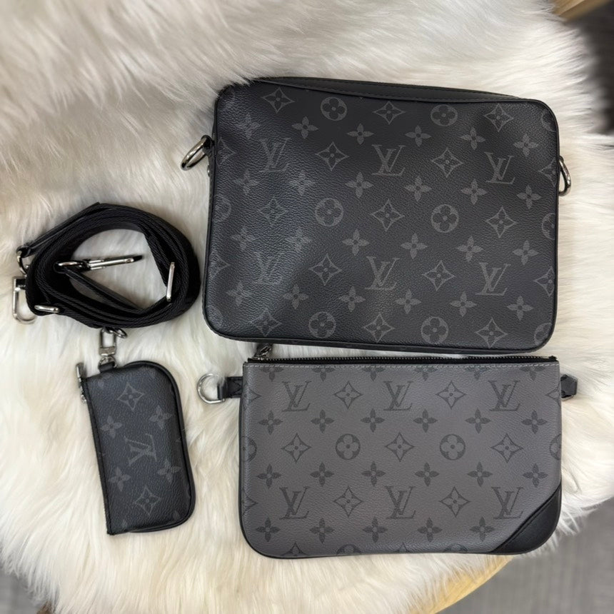 Louis Vuitton Monogram Eclipse Trio Messenger Bag in Black - Preloved