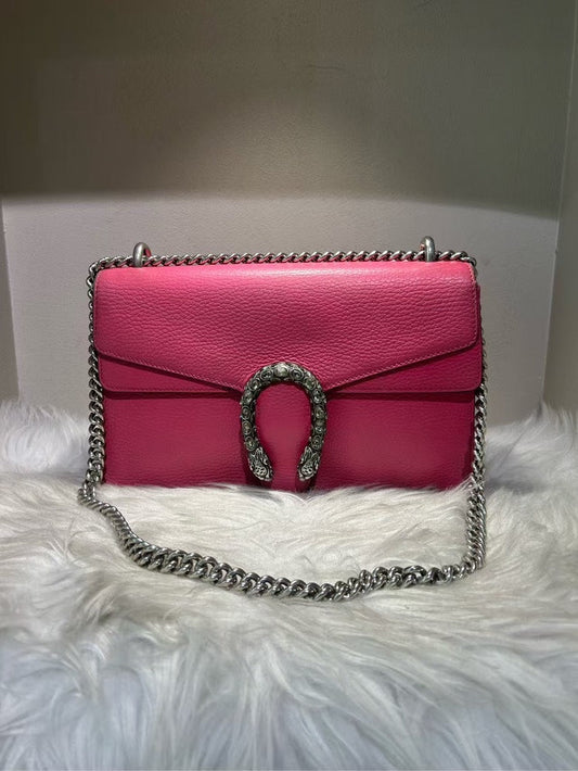 GUCCI Dionysus Pink Leather Shoulder Bag