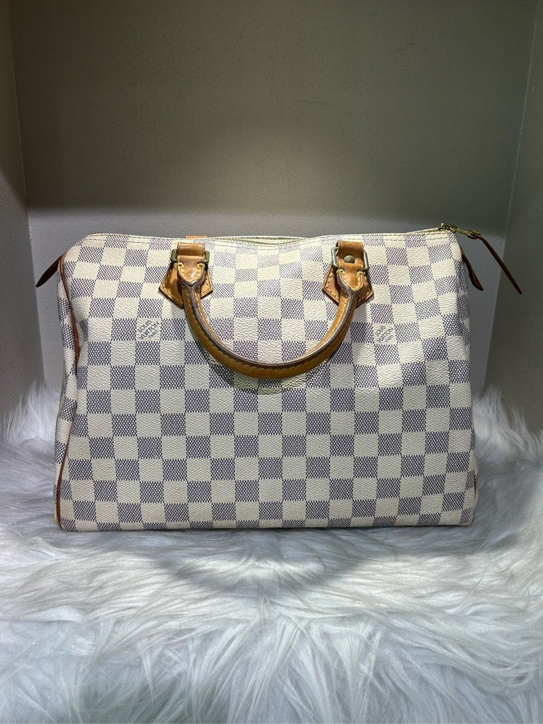 Louis Vuitton Speedy 30 Damier Azur Canvas Top Handle Bag