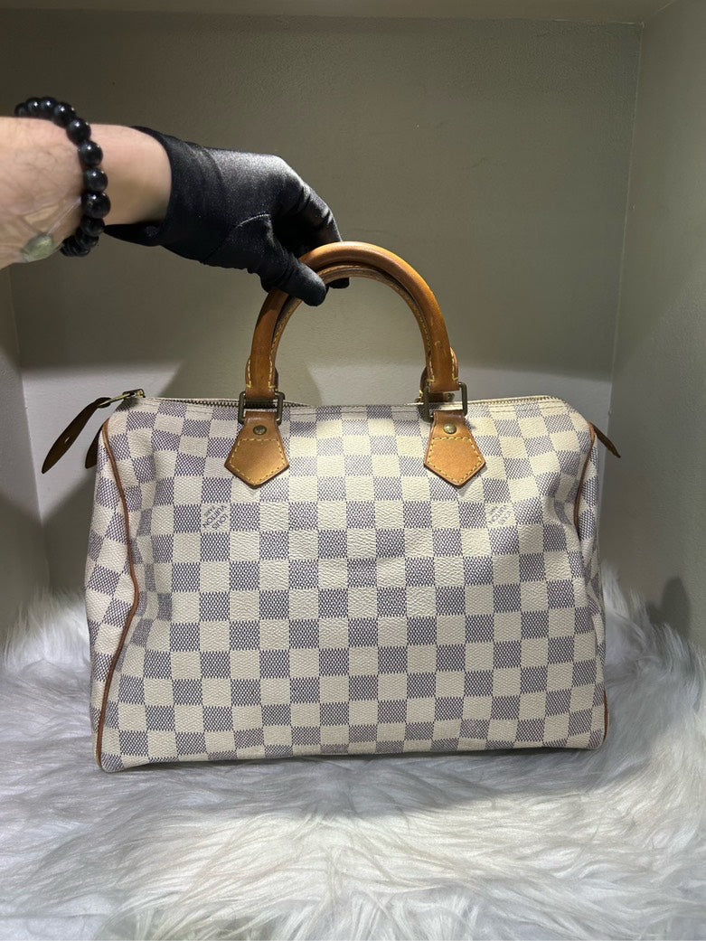 Louis Vuitton Speedy 30 Damier Azur Canvas Top Handle Bag