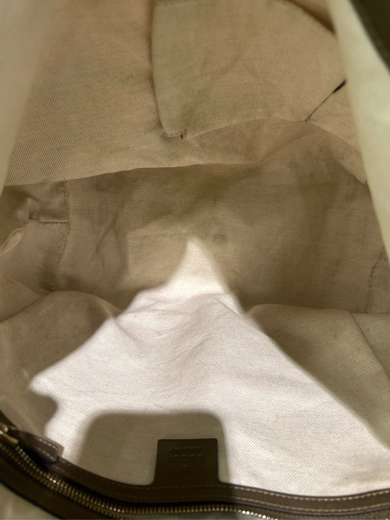 GUCCI Beige Canvas Hobo Shoulder Bag