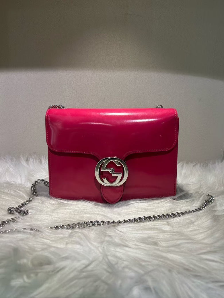 GUCCI Pink GG Marmont Leather Shoulder Bag