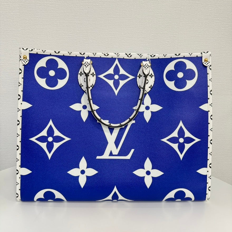 Louis Vuitton Okinawa Limited IC Chipped✨Preloved Monogram On The Go GM 2way Bag - Blue Tote