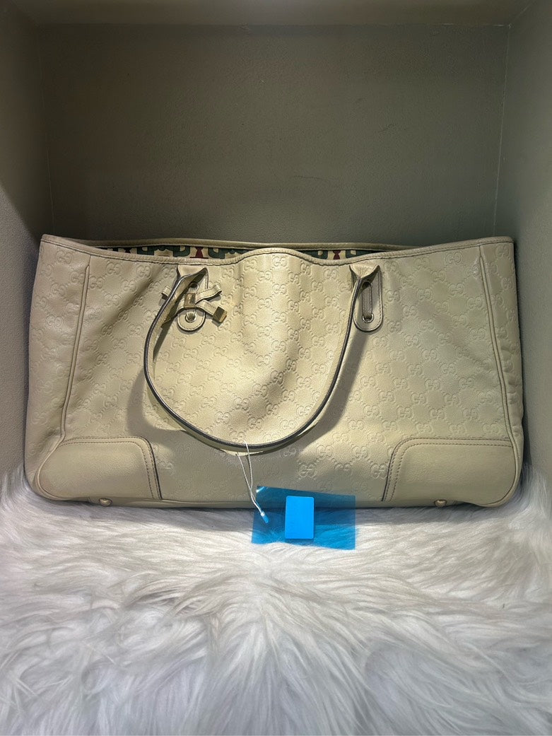 Gucci GG Tote in Cream Leather -  Designer Bag