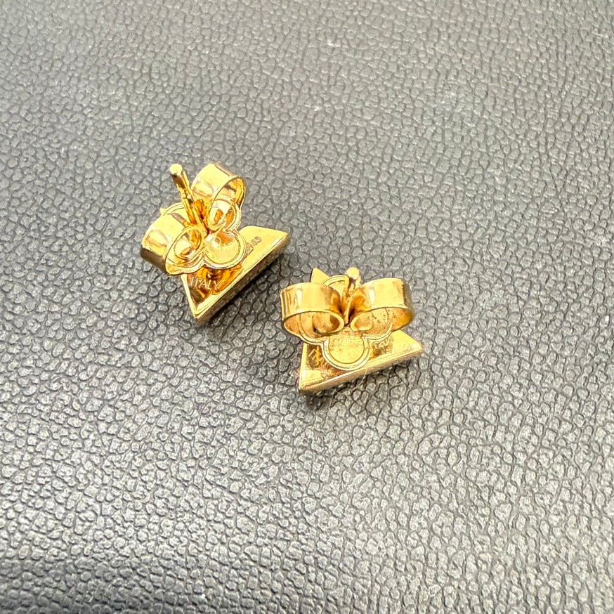 Preloved Louis Vuitton V Studs FM0094 Gold Earrings