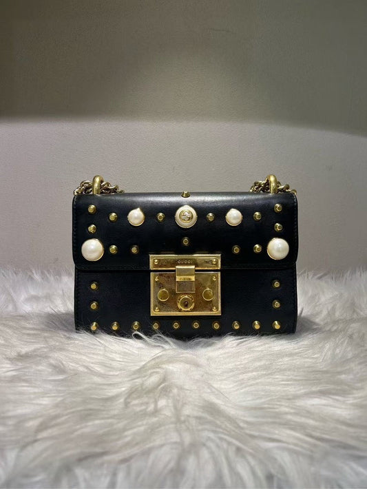 Gucci Padlock Embellished Black Leather Shoulder Bag