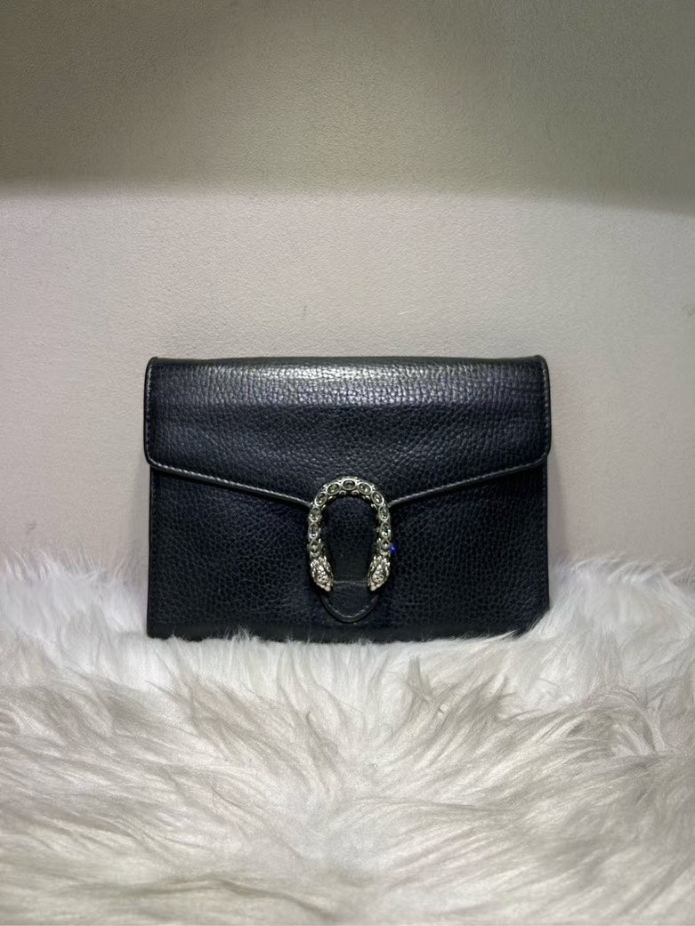 Gucci Dionysus Black Leather Clutch Bag
