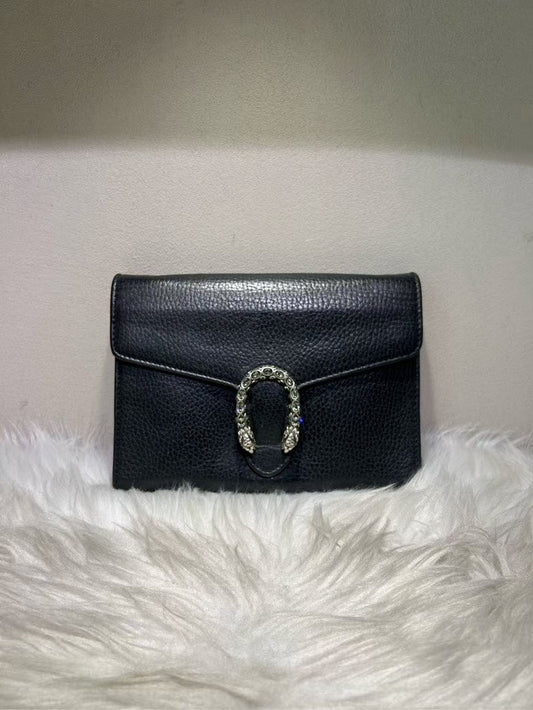 Gucci Dionysus Black Leather Clutch Bag