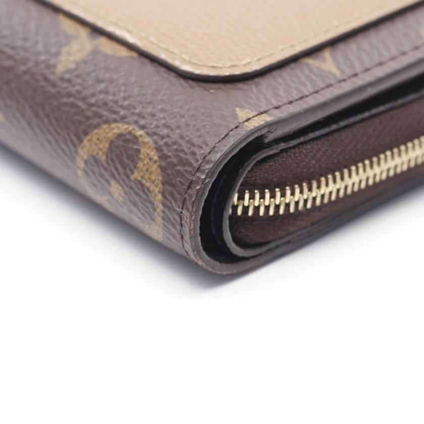 LOUIS VUITTON Portefeuil Roux Monogram Reverse Bi-fold Wallet PVC Leather Brown 977778