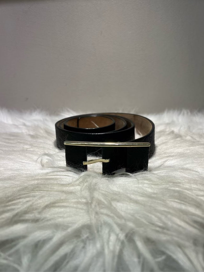 GUCCI Black G-Buckle Leather Belt Size
