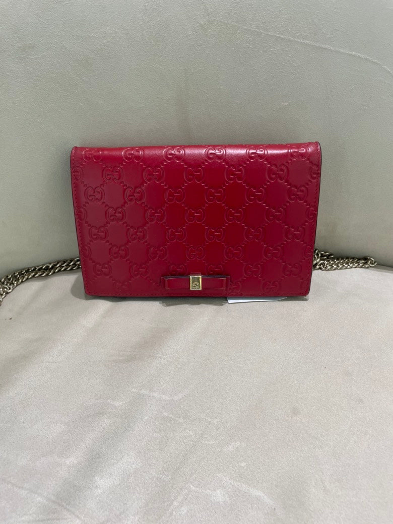 Gucci GG Marmont Red Leather Clutch Bag