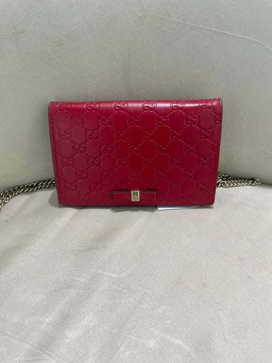 GUCCI GG Marmont Red Leather Shoulder Bag
