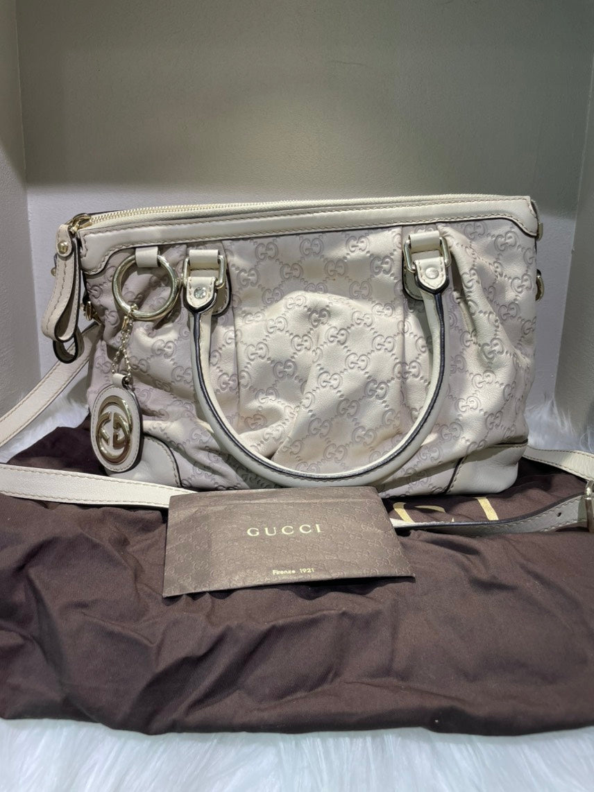 GUCCI GG Canvas Shoulder Bag Off-White Medium