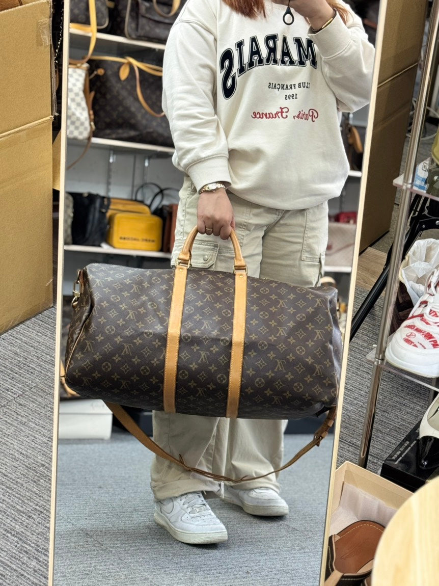 Preloved Louis Vuitton Keepall 55 Monogram Brown Duffle Bag
