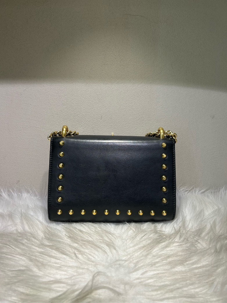 Gucci Pearl Embellished Sylvia Mini Crossbody Bag - Black Leather