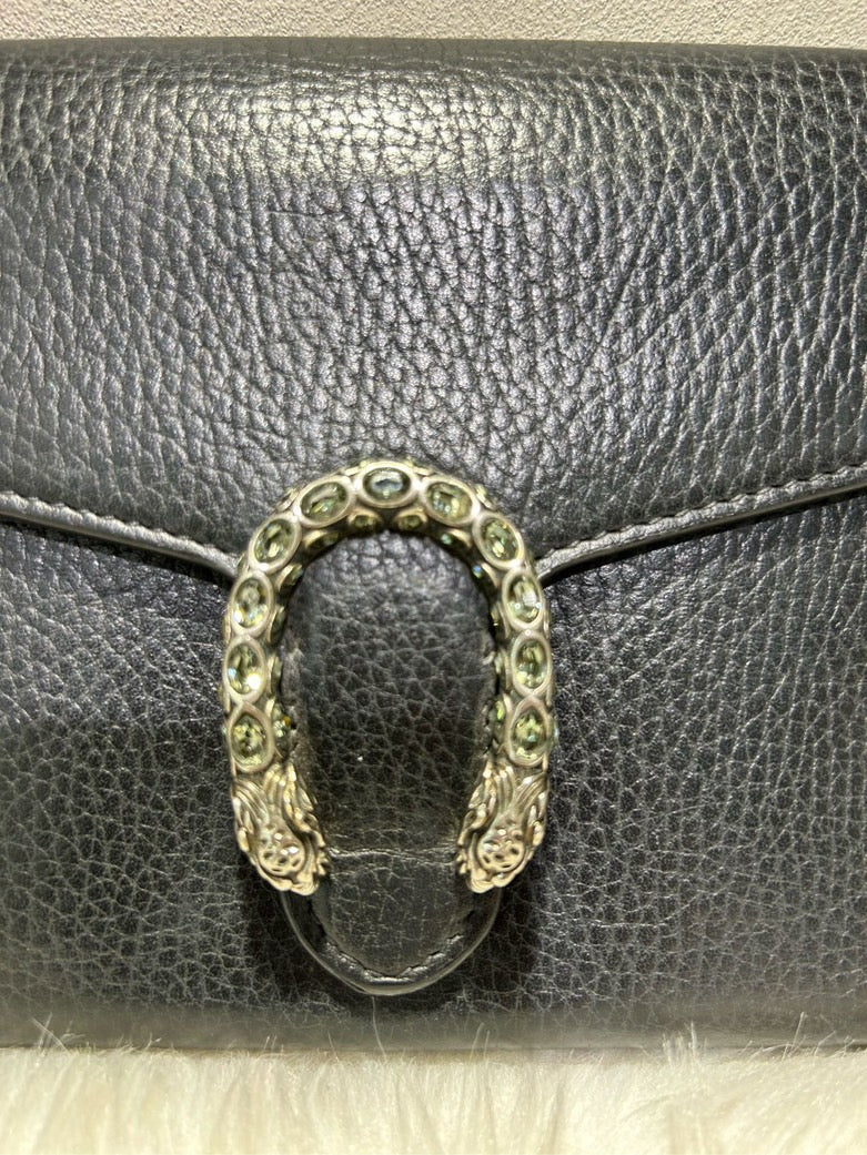 Gucci Dionysus Black Leather Clutch Bag