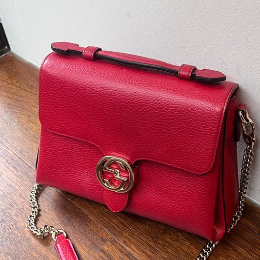 Gucci Interlocking Leather Chain Shoulder Bag AF