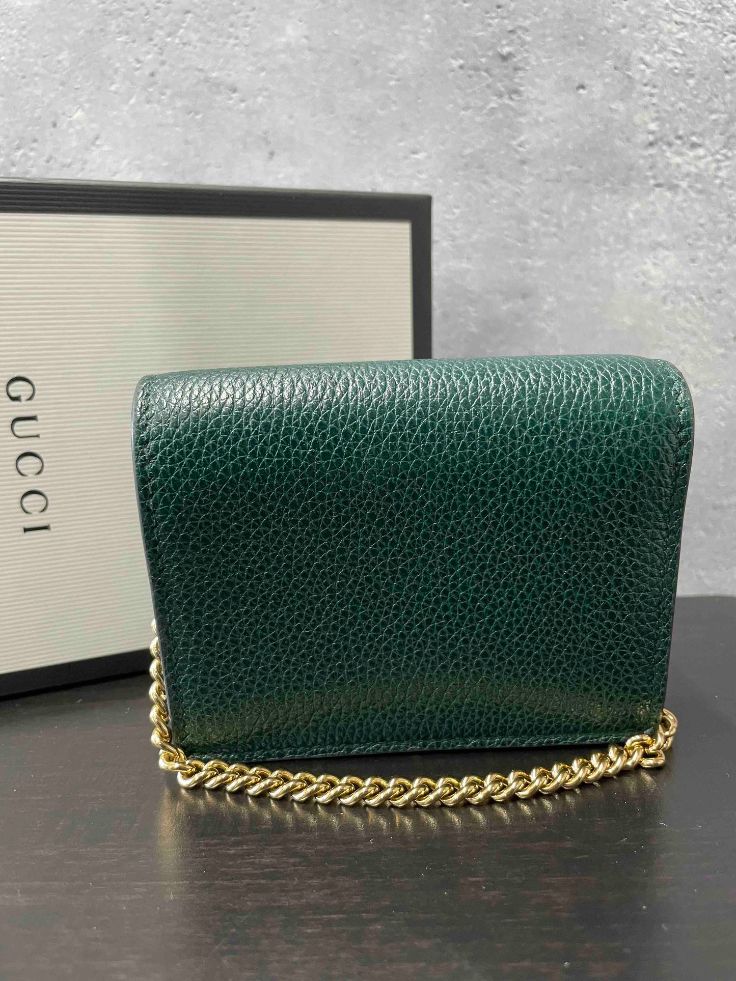 Gucci Horsebit Chain Wallet JX Green Leather Wallet