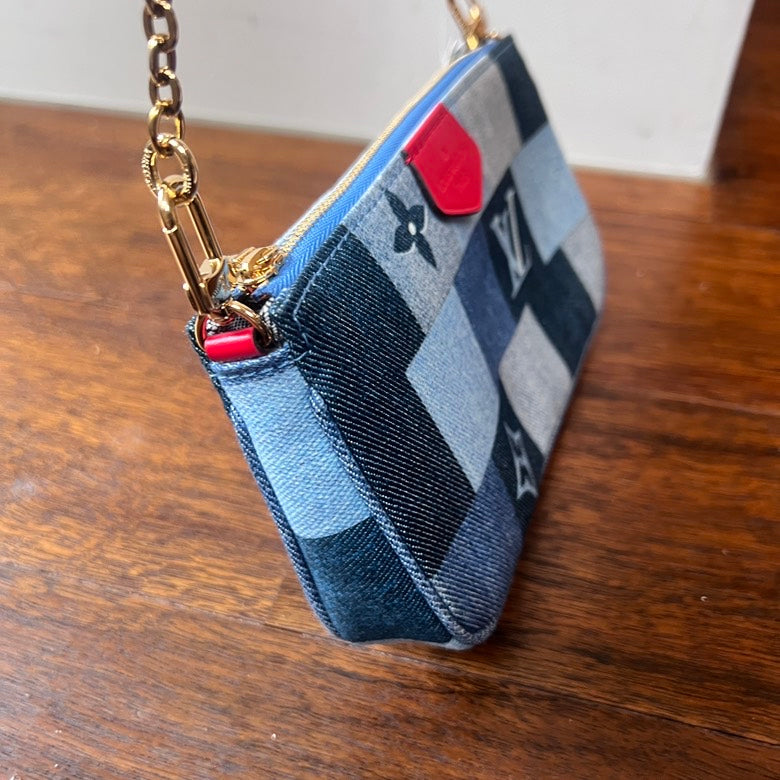 Preloved LV Pochette Denim Patchwork AG322