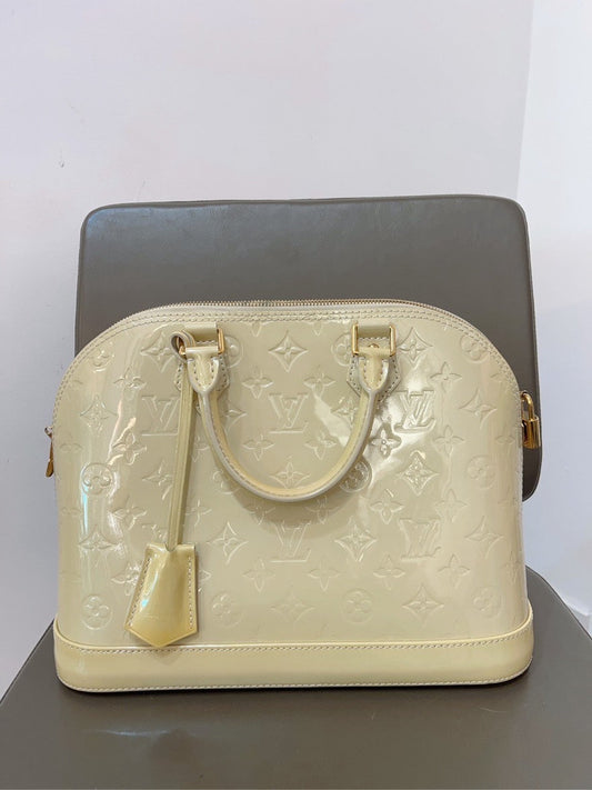 preloved Louis Vuitton lv Alma patent yellow tote