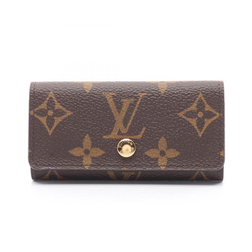 LOUIS VUITTON Multicle 4 Monogram 4 Ring Chain Key Case PVC Brown - Condition A