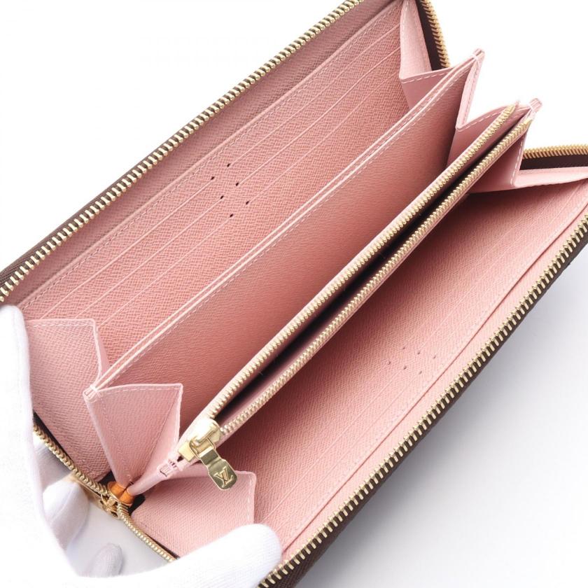 LOUIS VUITTON Zippy Wallet Monogram Rose Ballerine Round Zipper Long Wallet Brown Pink