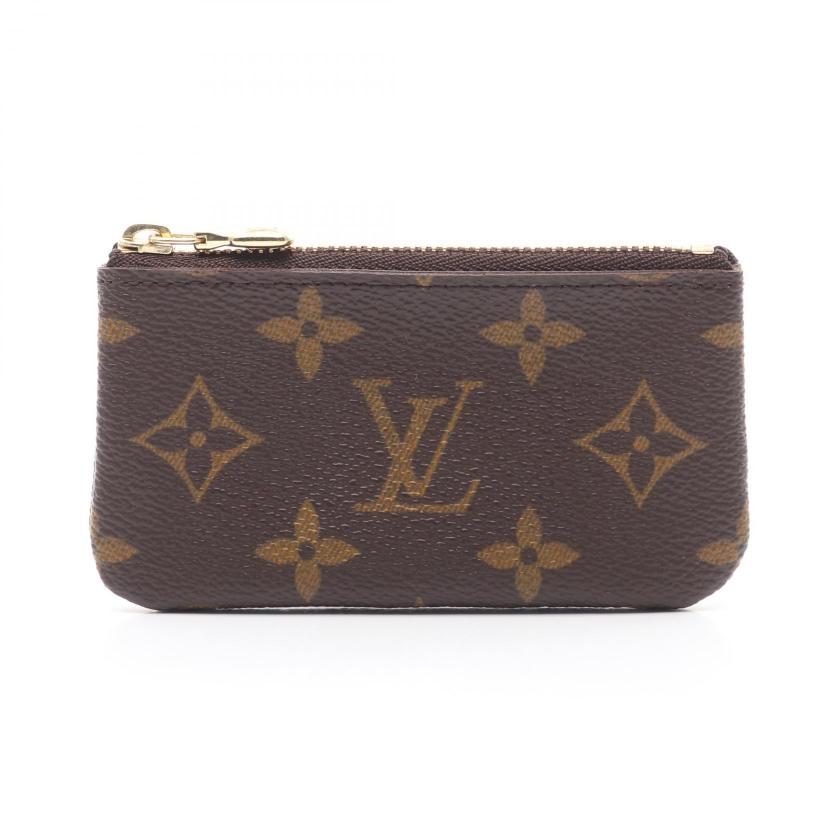 LOUIS VUITTON Pochette Cle Monogram Coin Purse PVC Brown with Key Ring
