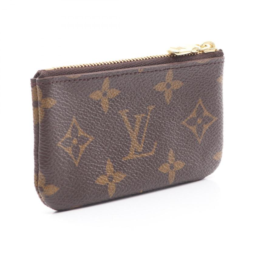 LOUIS VUITTON Pochette Cle Monogram Coin Purse PVC Brown with Key Ring