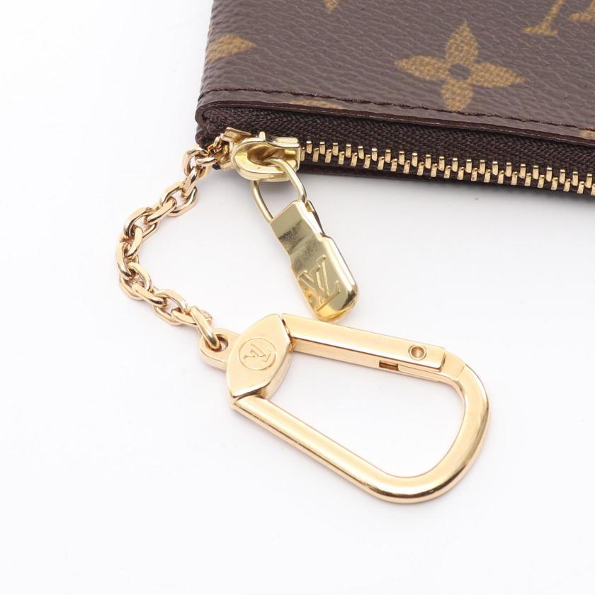 LOUIS VUITTON Pochette Cle Monogram Coin Purse PVC Brown with Key Ring