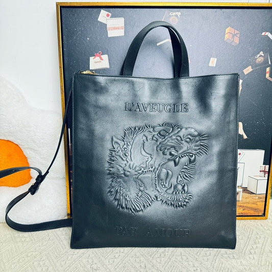 👜New pre loved Gucci Black full-grain leather handbag（）