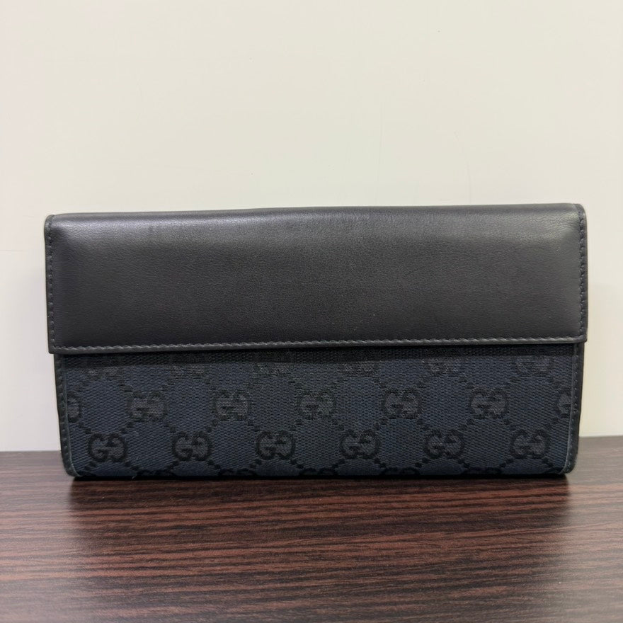 Gucci GG Canvas Leather Long Wallet LB