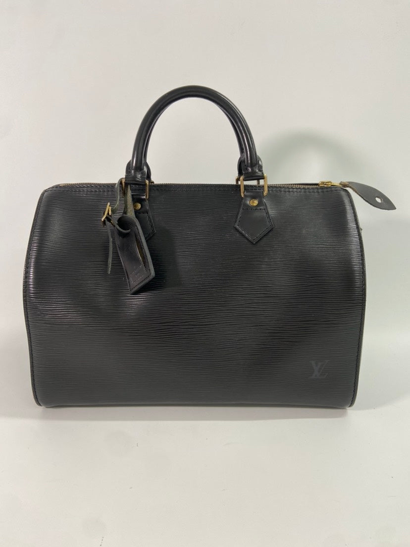 Louis Vuitton Speedy 30 Epi Black Leather Top Handle Bag