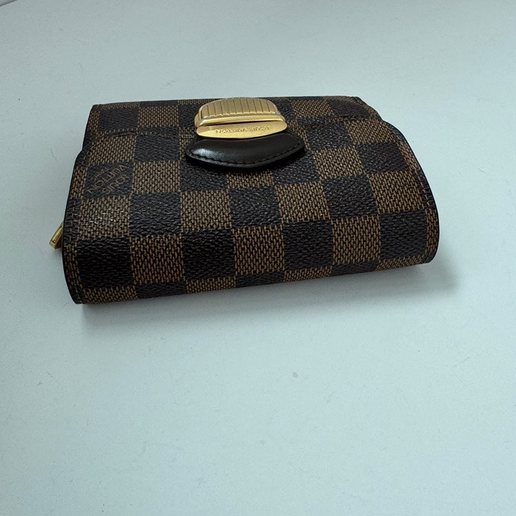 preloved lv damier brown short wallet