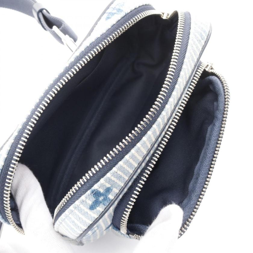 LOUIS VUITTON Outdoors Pochette Hickory Stripe Watercolor Summer Collection Body Bag - Light Blue Navy Canvas