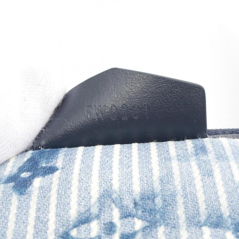 LOUIS VUITTON Outdoors Pochette Hickory Stripe Watercolor Summer Collection Body Bag - Light Blue Navy Canvas