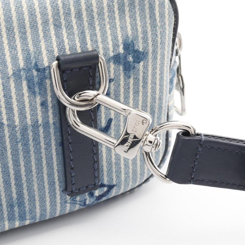 LOUIS VUITTON Outdoors Pochette Hickory Stripe Watercolor Summer Collection Body Bag - Light Blue Navy Canvas