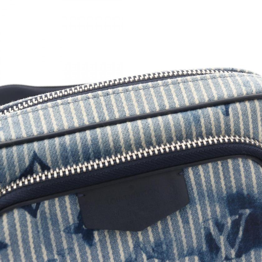LOUIS VUITTON Outdoors Pochette Hickory Stripe Watercolor Summer Collection Body Bag - Light Blue Navy Canvas